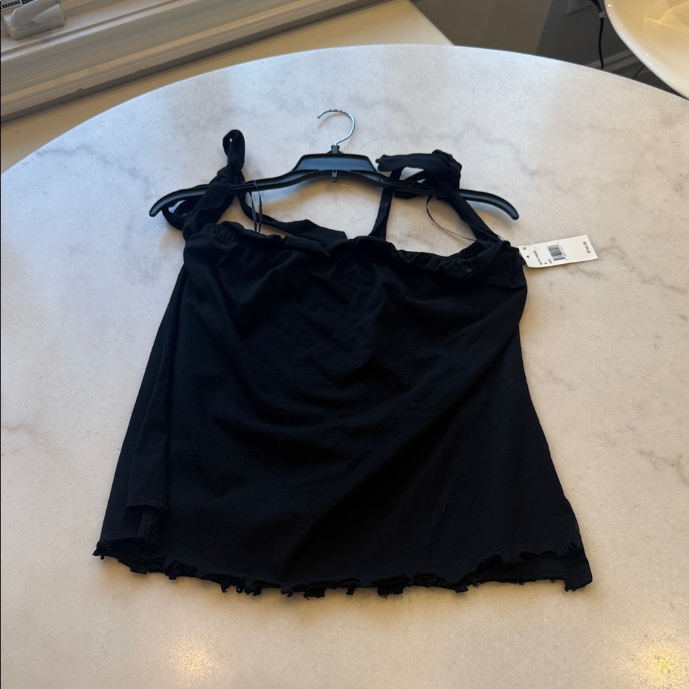 NWT RtA Black SHOULDER TIE STRAPS with elastic square neck